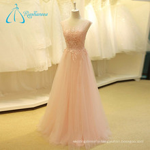 Lace Appliques Sequined Beading Sleeveless Pink Wedding Dress